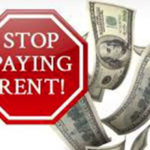 stop paying rent sign with money falling